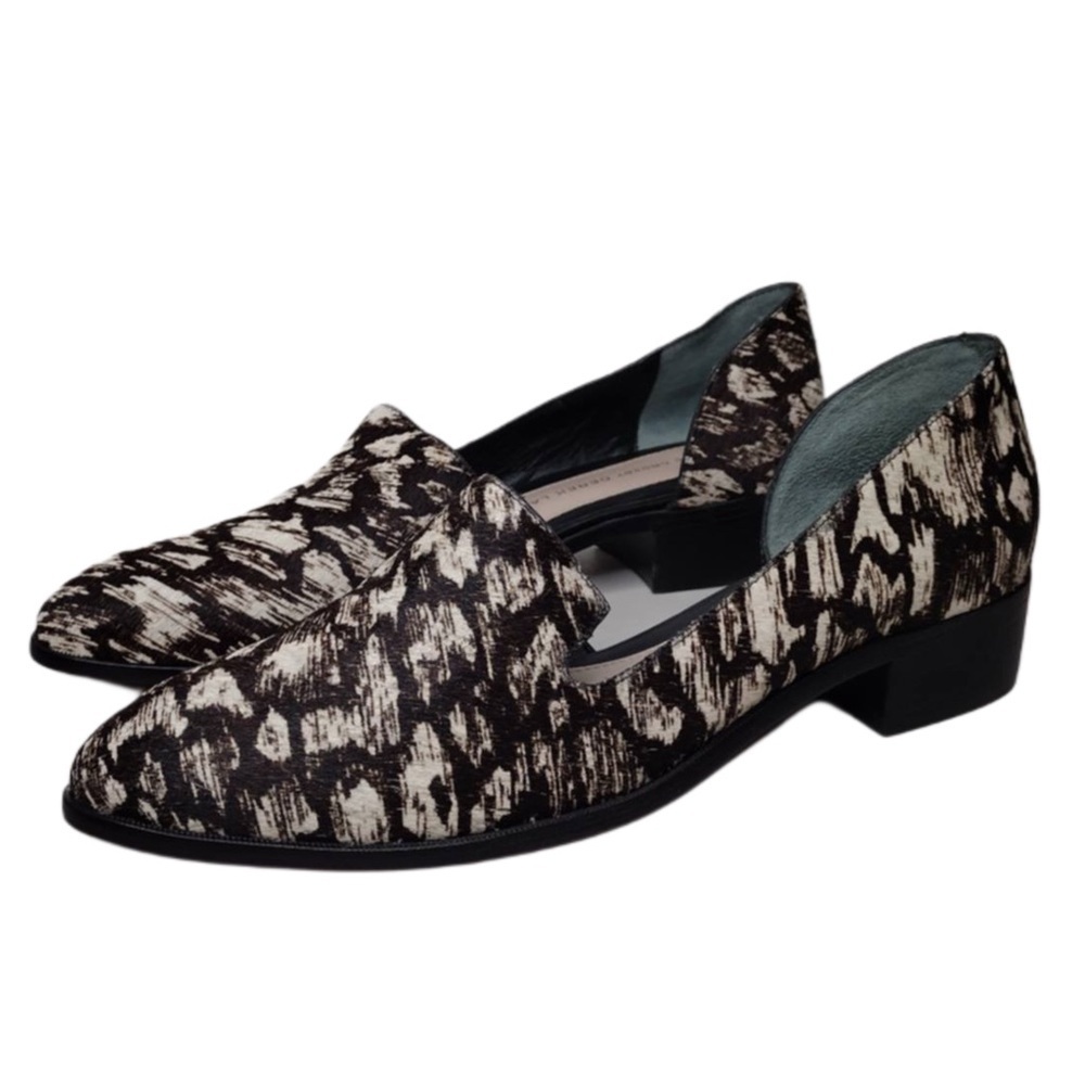 10 Crosby Derek Lam Calf Fur Sz 9 1/2 Printed Slide On Loafers